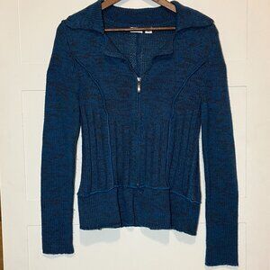 Cato Women's Medium Blue‎ Zip-Up Knit Sweater Cardigan Grunge Whimsigoth Indie